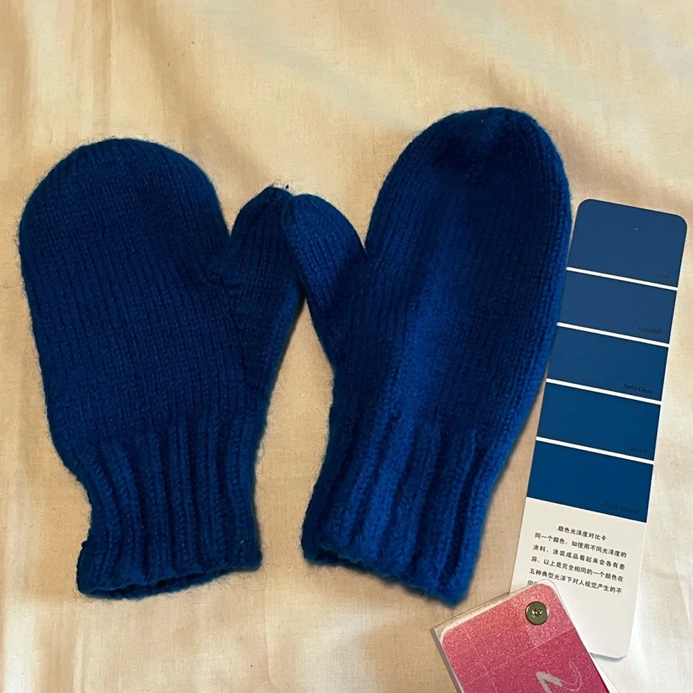 Blue handmade mittens